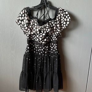 Bcbgmaxazria off the shoulder dress